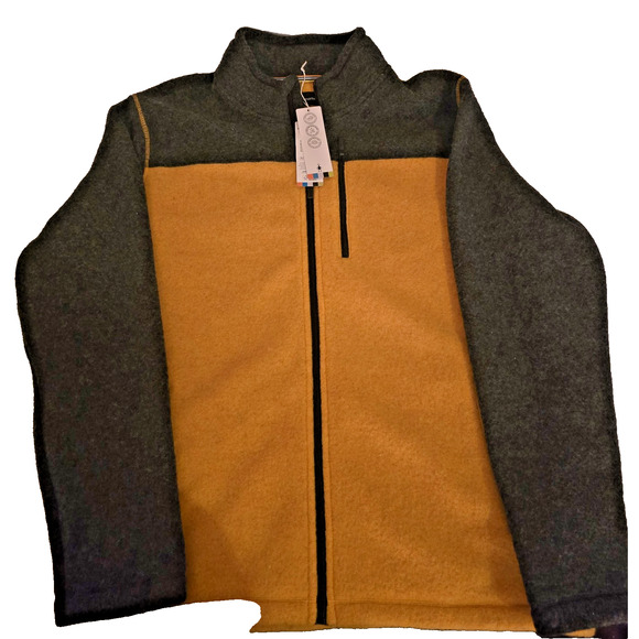 Smartwool Men Hudson Trail Fleece Full Zip Jacket Charcoal-Gold Size XXL - Picture 1 of 7